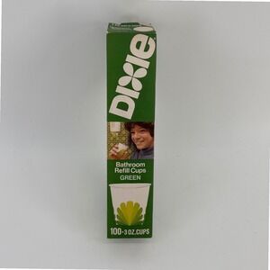 Dixie Bathroom Refill Cups Vintage 1974 3oz Green Floral Design USED